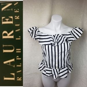 Lauren by Ralph Lauren white /black cropped top 2